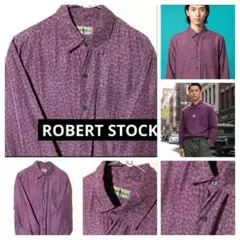 長袖シャツ シルクシャツ M L 総柄 柄 紫 パープル シャツ