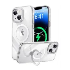 iPhone 14 / 13 用 ケース 透明 Magsafe対応 回転スタンド