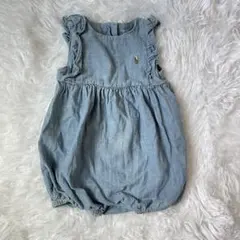 ラルフローレン ポロ刺繍入りデニム風ロンパース