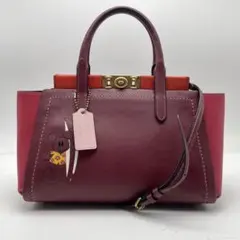 コーチ ディズニー コラボ ミッキー トループ 2way ハンドバッグ ボルドー