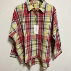 ロデオクラウン　チェック柄シャツ　8分丈くらい　新品未使用　赤