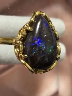 S925❗SA+高品質】天然オーストラリア産 ブラックオパールリング「深海