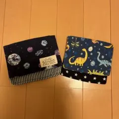 ハンドメイド 移動ポケット 2点セット 宇宙 恐竜柄