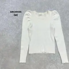 a1899＊ARCHIVES リブニット　オフホワイト【M】パフスリーブ　可愛い