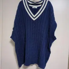WEGO ネイビー ニットベスト L　オーバーサイズベスト
