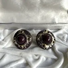 ドイツ製 Germany vintage カボション イヤリング アートラウンド