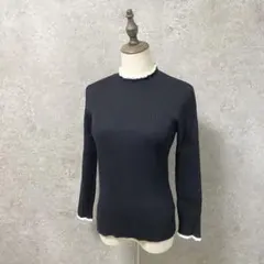 grove グローブ/ニットセーター/M/レース フリル バイカラー ブラック