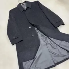 美品　ダークグレー チェスターコート ウール　日本製カシミヤ混　メンズ