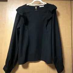 Honeys ハニーズ　フリルトップス 長袖 ブラック LLサイズ