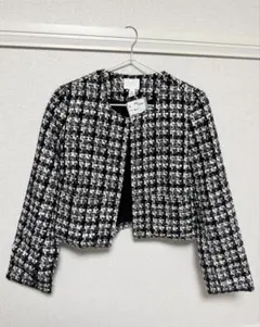 H&M ツイードノーカラージャケット