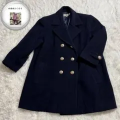 レディース　intier　ネイビー　ダブルブレスト　ピーコート　古着