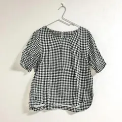 CROSS+ クロスプラス ギンガムチェック ブラウス シャツ L 黒 白