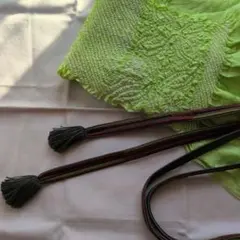 ライムグリーン 帯揚げ 、帯締めセット。