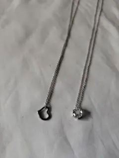 まとめ売りシルバー925 ハート型と六角形ペンダントネックレス2点セット