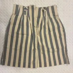 ストライプ タイトスカート ベージュ くすみブルー