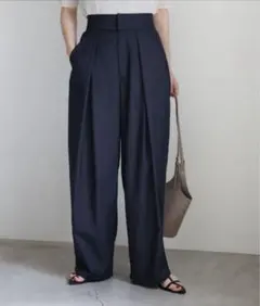 新品タグ付きselect MOCA ディープタック ワイドパンツ Lネイビー