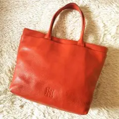 超極美品✨ヒロフ HIROFU オレンジ トートバック シボ革 Hロゴ