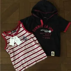 《SALE》新品☆コムサイズム　半袖パーカー&タンクトップ　90cm 2枚組