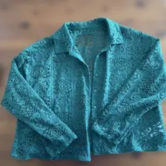 earth music&ecology レースジャケット グリーン 薄手 羽織り