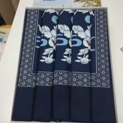新品　座布団カバー　紺に花柄 55×59 5枚