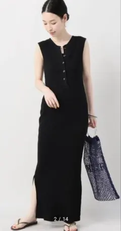 Plage CALUX ノースリーブ リブワンピース ブラックのサムネイル