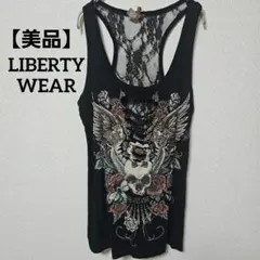 【美品】LIBERTY WEAR スカル×ローズ レース切替 タンクトップ地雷系
