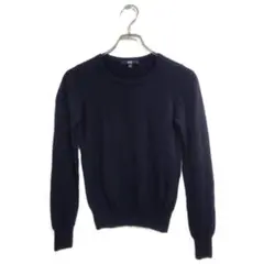 ユニクロ ウール100% クルーネック ニット セーター 黒 Sサイズ