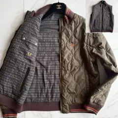 希少✨フレッドペリーダウンジャケットブラウン裏地チェック90s