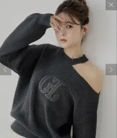 肩スリットオフショルニット　Chico