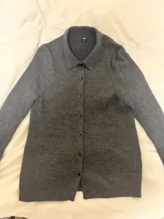 UNIQLO グレー リブ編み 長袖ニット L