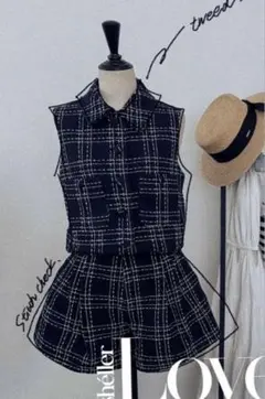 完売カラー Sheller チェックツイードセットアップ