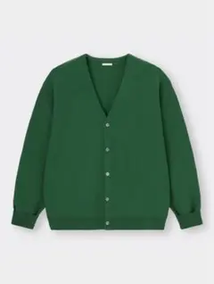 GU ウォッシャブルカラーカーディガン　長袖　グリーン