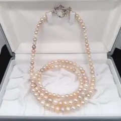 本真珠 パール マルチカラー ロングネックレス 78cm　2way