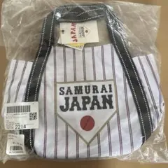 新品WBCグッズ　ミニバルーントートバッグ　ホワイト　ピンストライプ　侍ジャパン