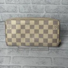 【美品】 ルイヴィトン 長財布 ダミエ アズール ジッピーウォレット 白