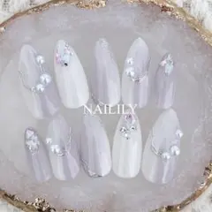 ネイルチップ ニュアンス キラキラ ガーリー 韓国
