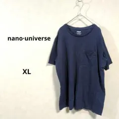 ナノ・ユニバース ネイビー クルーネック 綿100% Tシャツ XL N519