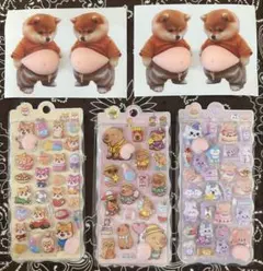 5点セット 3Dぷくぷくシール おしりシール　デコ 立体ステッカー シール帳にも