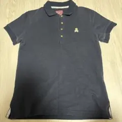 ネイビー 半袖ポロシャツ ロゴ刺繍
