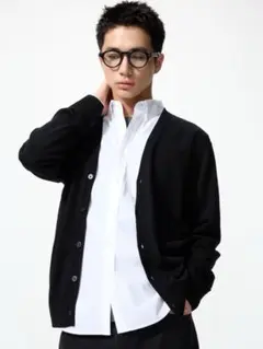 メリノVネックカーディガン XL 黒