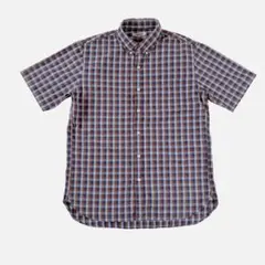 【未着用品】GLOBAL WORK ボタンダウン チェックシャツ ネイビー系 Mのサムネイル