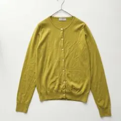 ジョンスメドレー✨メリノウールカーディガン　レディース　L　マスタード系　英国製