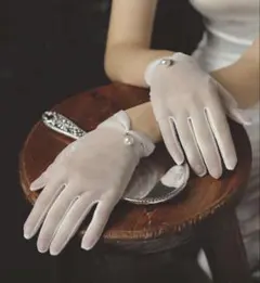 【最終値下げ】ウェディンググローブ パール付き シフォン