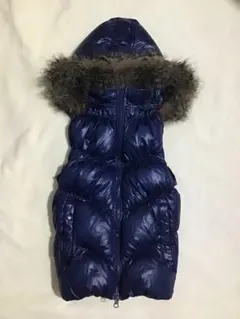 ★old GAP★Y2K 平成 お兄系 光沢 ファー ダウンベスト ネイビー