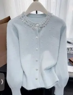 ビーズボタンニット　セーター