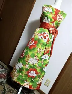 着物　振り袖リメイク　ロングワンピース　Lサイズ