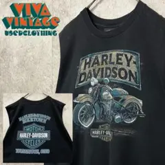 レア【古着】ハーレーダビッドソン 両面プリント カットオフ タンクトップ 2XL