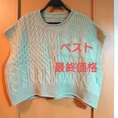 最終価格・クリームグリーン系ニットベスト・新品未使用品