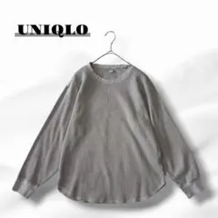 ユニクロ ワッフルクルーネックTシャツ カットソー ラウンドヘム E 8818☆