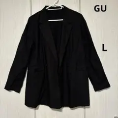 GU リネンブレンドテーラードジャケット 黒 L ブラック　ジーユー　麻　長袖のサムネイル